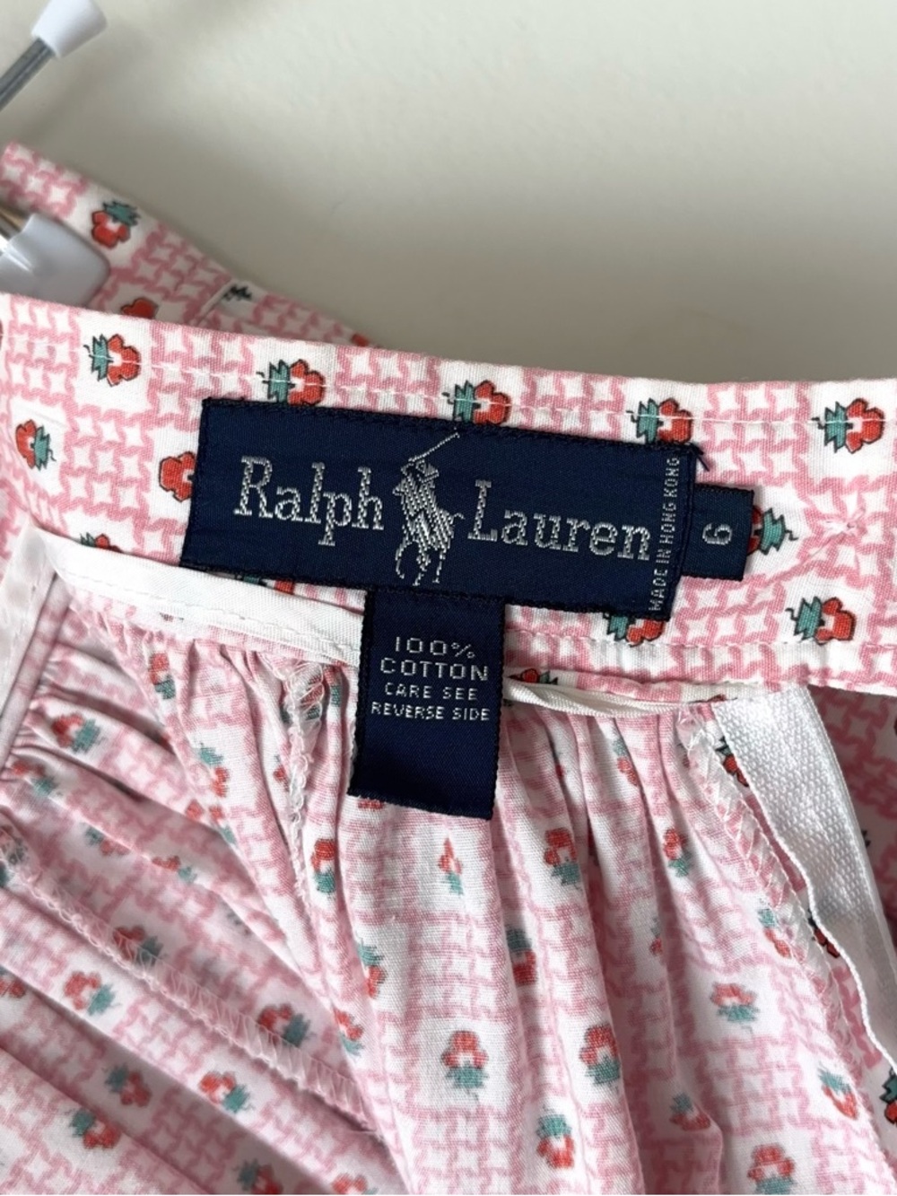 Vintage 80s Ralph Lauren Strawberry Print Skirt Size 6 Pocket Gathered Prairie - Picture 4 of 15